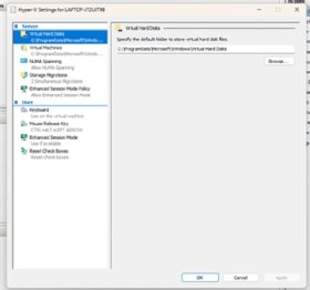 The storage location of the Virtual Hard Disks for the Hyper-V VMs.