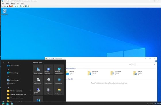 A screenshot of a Windows session on Hyper-V that has the bottom cut off from it.