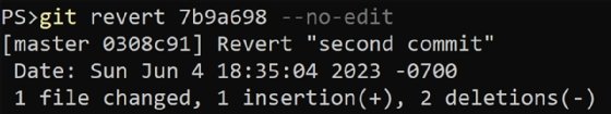 Git revert 7b9a698 command