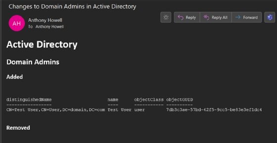 email notification Active Directory change