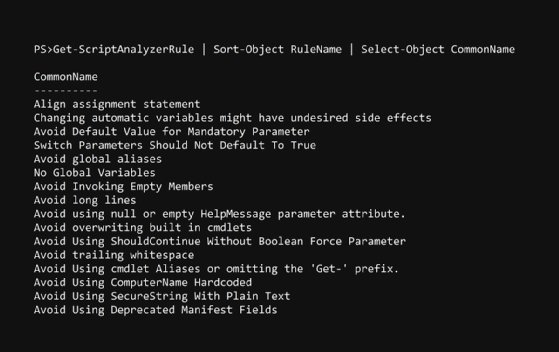 List the common names of the available rules