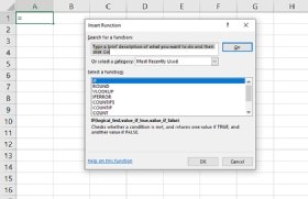 If a user clicks the fx icon, the Insert Function window opens