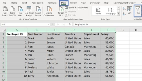 How to enable the Filter feature