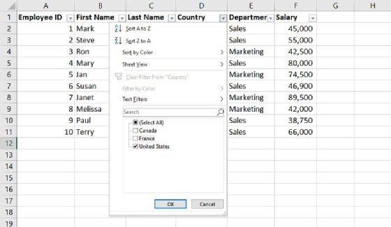 use the Filter feature to perform other actions