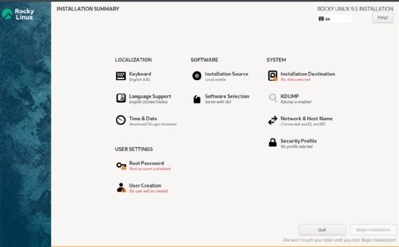 Rocky Linux 9.5 installation options