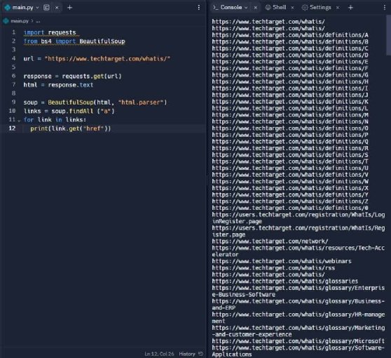 Screenshot of parsing.