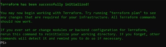 Terraform has been initialized.