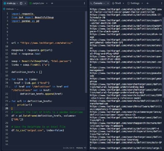 Screenshot of exporting to CSV file.