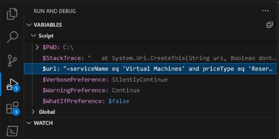 Examine aspects of the code in the debugger.