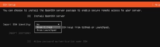 screenshot that shows under the section labeled 'Import SSH Identity,