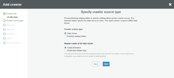 Specify crawler source type