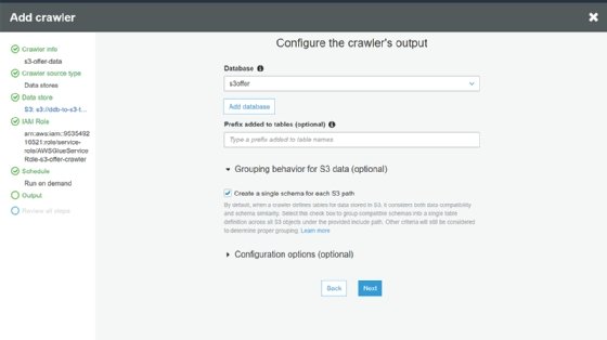 Configure the crawler's output
