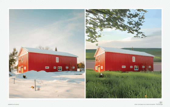 Example of image-to-image translation changing the background of a stock photo.