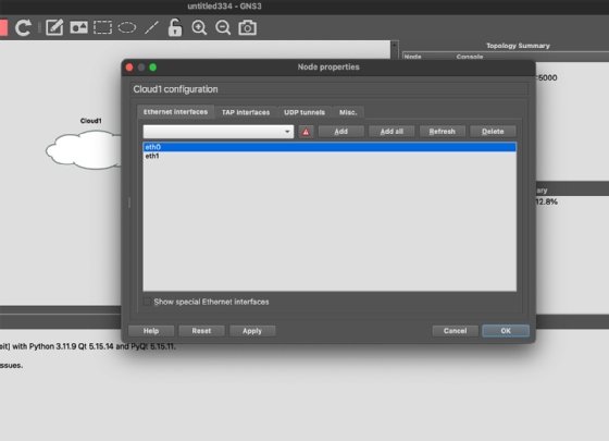 Screenshot that shows cloud node configuration