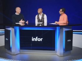 Kevin Samuelson, Infor CEO; John Frank, Infor president of customer experience; and Soma Somasundaram, Infor CTO, at Inforum 2022