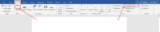 Microsoft Word Insert Signature Line screenshot