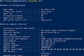 Screenshot of the ipconfig /all command