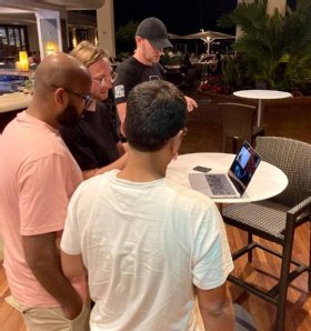 Image of team debuting technology
