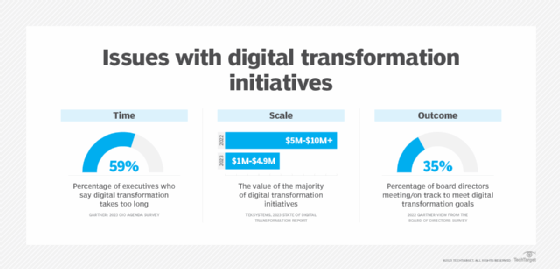 Graphic summarizing digital transformation issues 