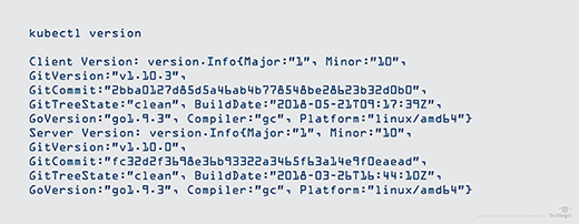 Go and kubectl versions