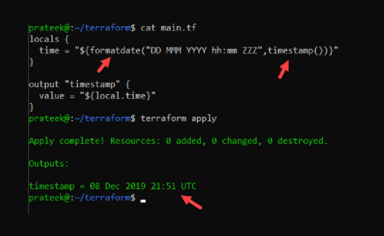 Terraform formatdate function example