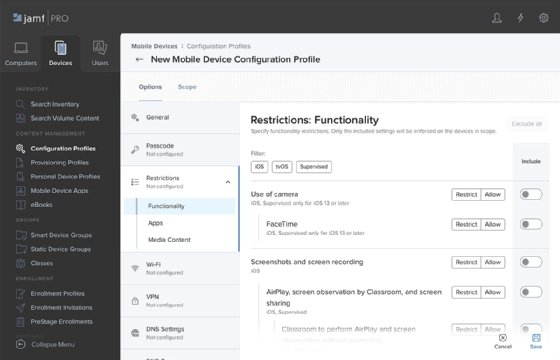 The Configuration Profiles screen under Devices in Jamf Pro.