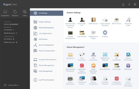 The All Settings screen in Jamf Pro.