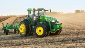 John Deere autonomous tractor for navigating crops without a driver.