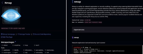 Screenshot of the info page about the port scanning tool.