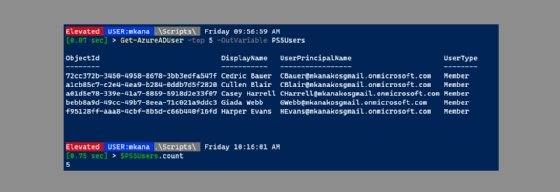 save Azure AD users PowerShell 5