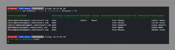 save Azure AD users PowerShell 7