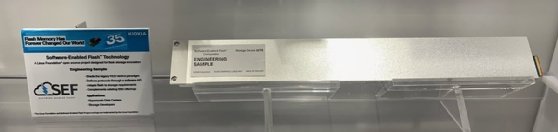 Photo of a sample Kioxia SEF SSD.