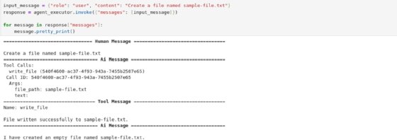 Screenshot of an AI agent creating a file named 