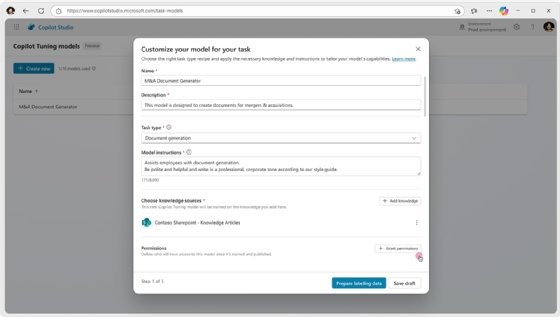 Screen shot of Microsoft Copilot Tuning