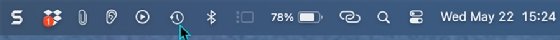 Screenshot of the Time Machine icon in the menu bar.
