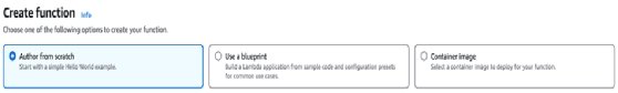 A list of options to create a function.