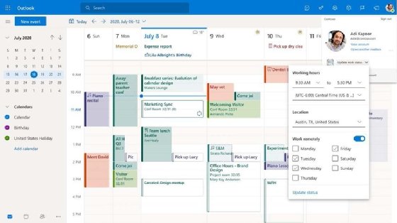 Image of an Outlook calendar.