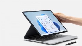 An unfolded Surface Laptop Studio