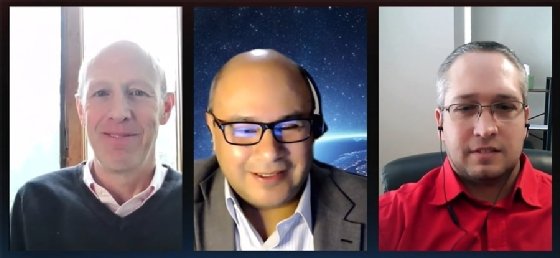 Screenshot of Forrester Research analyst Mike Gualtieri with MicroStrategy's Antonio Peralta and Gareth La Grange
