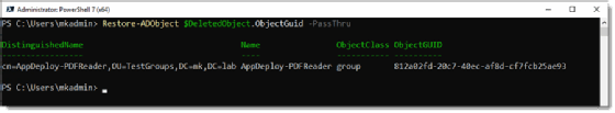 restoring deleted object