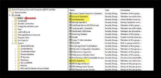 Active Directory Builtin container