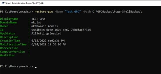 PowerShell GPO restore