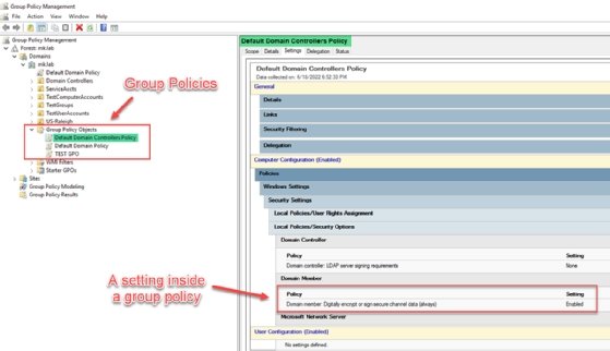 screen shot of Group Policy Management Console