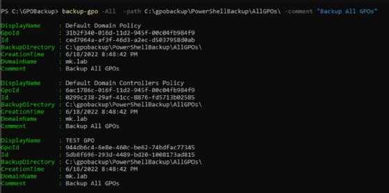 Full GPO backup with PowerShell