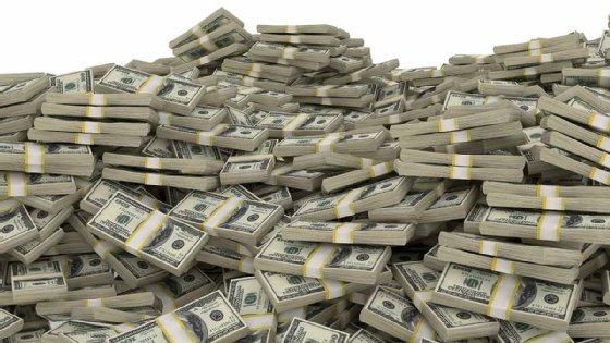 Piles of money.