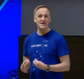 SAP CTO Juergen Mueller delivers the opening keynote address at SAP TechEd 2023.