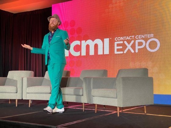 Nate Brown on stage at ICMI Contact Center Expo