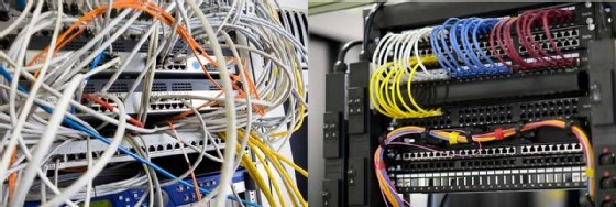 Image comparing bad vs. good cable management.