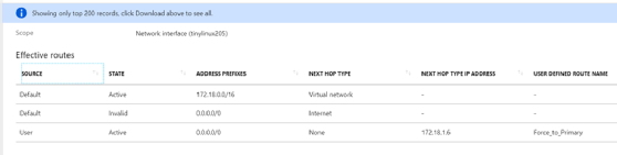 Azure effective routes