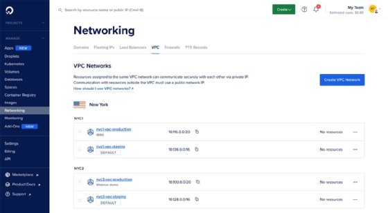 Figure 2. The DigitalOcean user interface